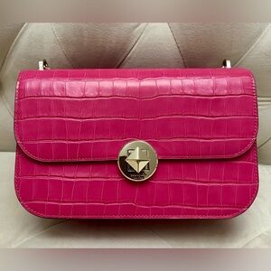 Kate Spade Fuchsia Croc-Embossed Crossbody Bag